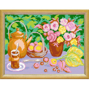 Натюрморт «Чаепитие в саду» Канва с нанесенным рисунком Чарівниця L-03