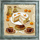 Торт, мандарины и кофе Канва с нанесенным рисунком Чарівниця E-17
