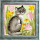 Кошка среди тюльпанов Канва с нанесенным рисунком Чарівниця E-23