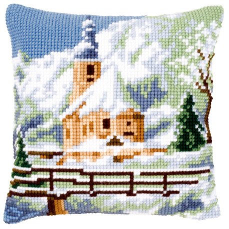 Церква в снігу Набір для вишивання хрестом (подушка)Vervaco