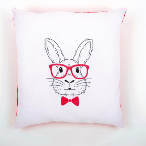 Кролик в розовых очках Набор для вышивания гладью (подушка) Vervaco PN-0155964