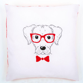 Собака в красных очках Набор для вышивания гладью (подушка) Vervaco PN-0155963