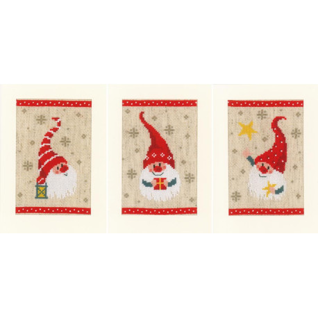 Рождественские гномы Набор для вышивания крестом (открытки) Vervaco PN-0184428