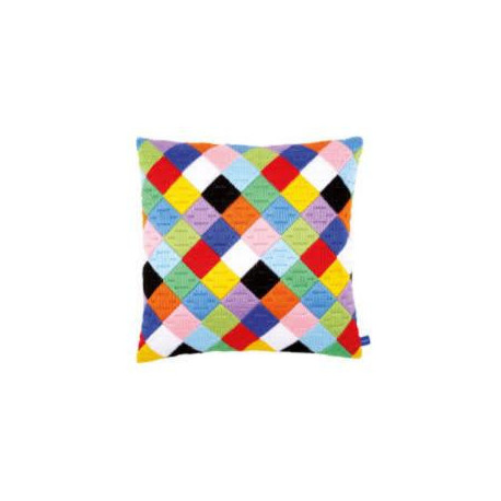 Разноцветные квадраты Набор для вышивания гладью (подушка) Vervaco PN-0156326