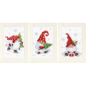 Рождественские гномы Набор для вышивания крестом (открытки) Vervaco PN-0189708