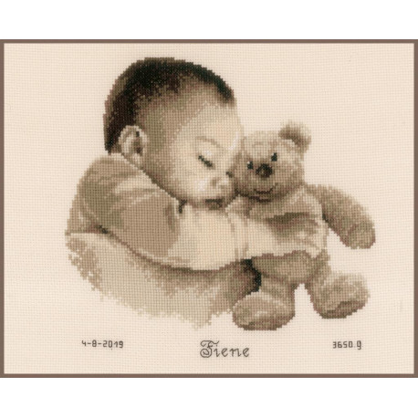 Немовля з ведмедем Набір для вишивання хрестом 24х23, аїда 14, лічильний хрест Vervaco PN-0163566