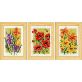 Літні квіти Набір мініатюр для вишивки хрестиком (набір із 3 шт.)  Vervaco PN-0164189
