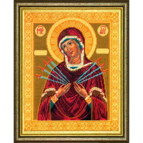 Пресвятая Богородица «Семистрельная» Канва с нанесенным рисунком Чарівниця J-13
