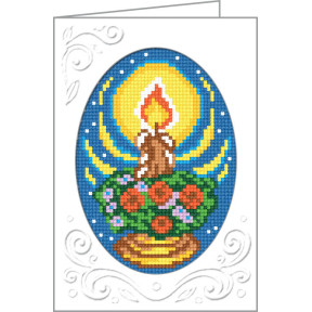 Романтическая свечка Открытка с канвой с нанесенным рисунком Чарівниця M-03