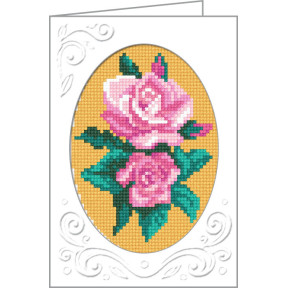 Розы Открытка с канвой с нанесенным рисунком Чарівниця M-05