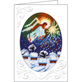 Різдвяний янгол Листівка з канвою з нанесеним малюнком Чарівниця M-17