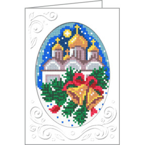 Храм (новорічна) Листівка з канвою з нанесеним малюнком Чарівниця M-21