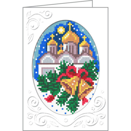 Храм (новорічна) Листівка з канвою з нанесеним малюнком Чарівниця M-21