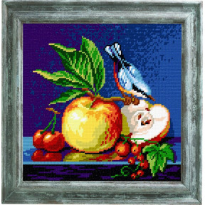 Синьохвіст на яблуках Набір для вишивання з муліне Чарівниця BE-36