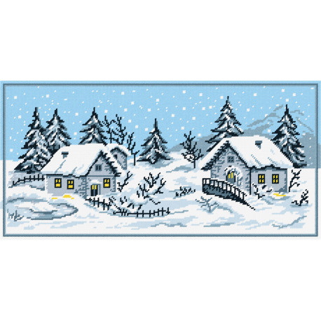 Зимний пейзаж Набор для вышивания по канве с рисунком Quick Tapestry TS-14