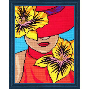 Дама в шляпке Набор для вышивания по канве с рисунком Quick Tapestry TL-31