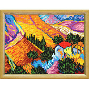 «Пейзаж з будинком», В. ван Гог Набір для вишивання на канві з малюнком Quick Tapestry TL-46