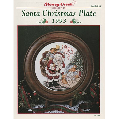 1993 Santa Christmas Plate Схема для вишивання хрестом Stoney
