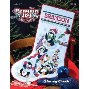 Penguin Joy Stocking Схема для вышивания крестом Stoney Creek LFT317