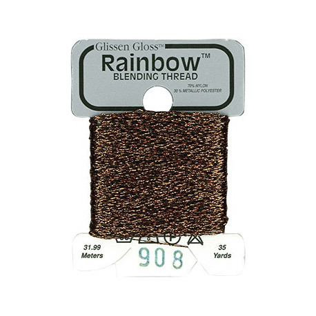 Rainbow Blending Thread 908 Black Copper Металізоване муліне Glissen Gloss RBT908