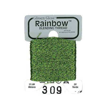 Rainbow Blending Thread 309 Olive Green Металлизированное мулине Glissen Gloss RBT309