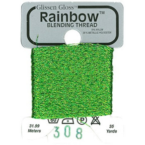 Rainbow Blending Thread 308 Lime Green Металізоване муліне Glissen Gloss RBT308