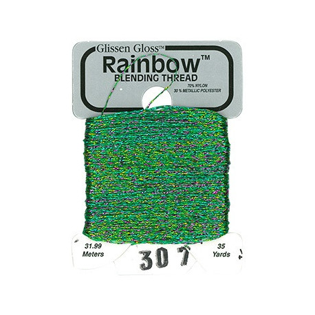 Rainbow Blending Thread 307 Multi Green Металлизированное мулине Glissen Gloss RBT307
