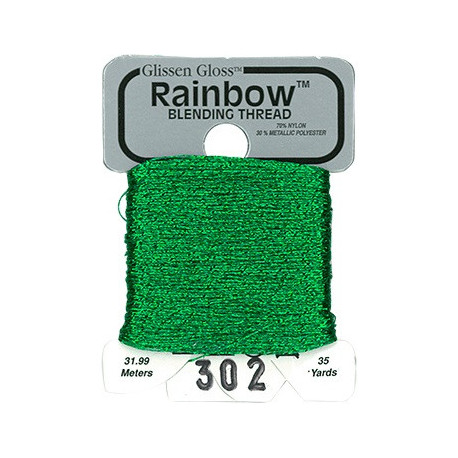Rainbow Blending Thread 302 Green Металлизированное мулине Glissen Gloss RBT302