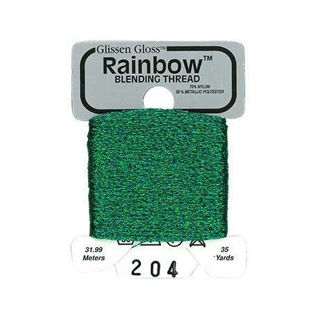 Rainbow Blending Thread 204 Sea Foam Green Металлизированное мулине Glissen Gloss RBT204