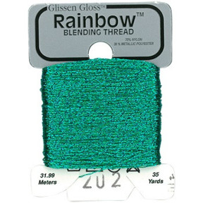 Rainbow Blending Thread 202 Light Teal Blue Металізоване муліне Glissen Gloss RBT202