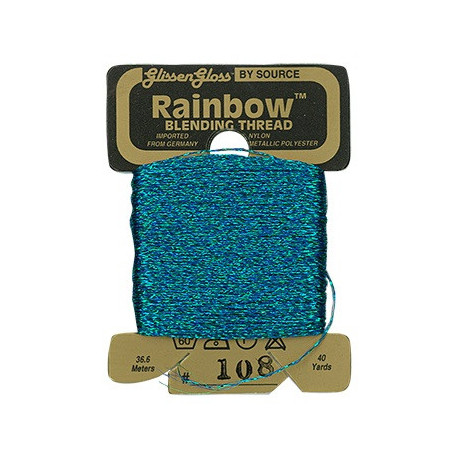 Rainbow Blending Thread 108 Blue Green Металізоване муліне Glissen Gloss RBT108