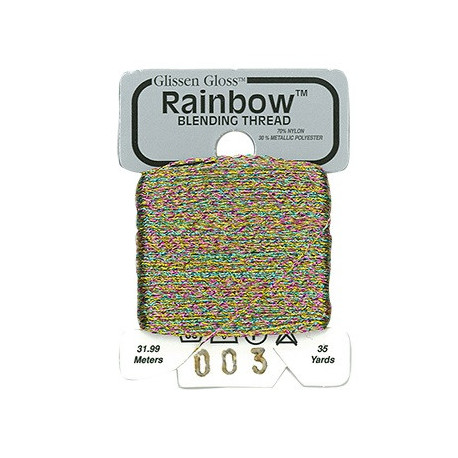 Rainbow Blending Thread 003 Iridescent White Flame Металізоване муліне Glissen Gloss RBT003