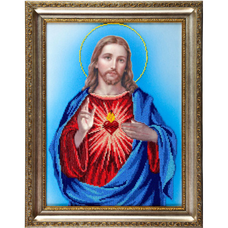 Наисвятейшее Сердце Христово Атлас с рисунком для частичной вышивки бисером Ангеліка A-502