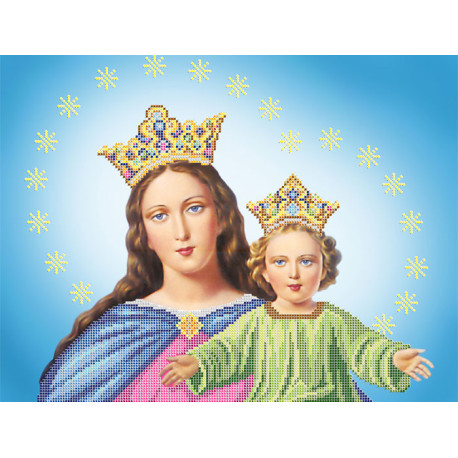 Діва Марія з Ісусом Атлас з малюнком для часткової вишивки бісером Ангеліка A-506