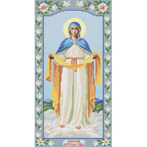 Покров Пресвятой Богородицы Атлас с рисунком для частичной вышивки бисером иконы Вертоградъ C-907
