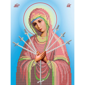 Богородиця «Семістрельна» Атлас з малюнком для вишивки бісером ікони Вертоград C-802