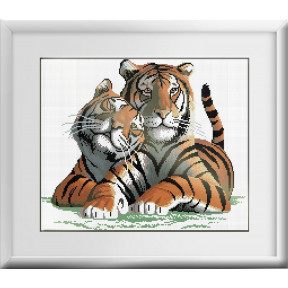 Набор для рисования камнями алмазная живопись Dream Art Настоящая любовь(тигры) (квадратные, полная) 30012D