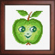 Зеленое яблоко с лицом Ткань для вышивания с нанесённым рисунком Orchidea O-1104
