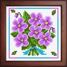 Букет фіолетових квітів Тканина для вишивання з нанесеним малюнком Orchidea O-1234