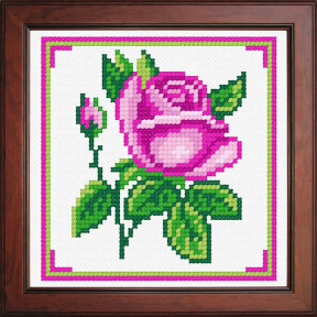 Рожева троянда кохання Тканина для вишивання з нанесеним малюнком Orchidea O-1239