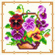 Різнобарвні фіалки в кошику Тканина для вишивання з нанесеним малюнком Orchidea O-1240