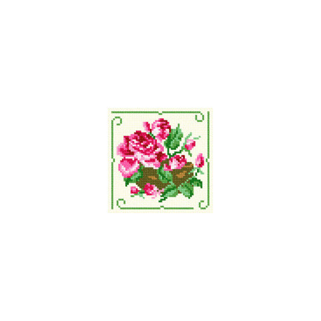Рожеві троянди в горщику Тканина для вишивання з нанесеним малюнком Orchidea O-1242