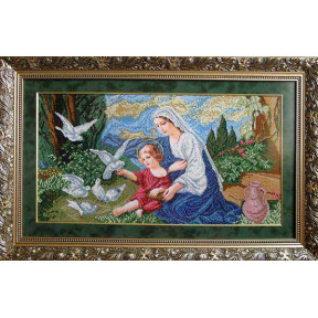 Богородица и голуби Канва с нанесенным рисунком для вышивания бисером Солес БИГ-СХ