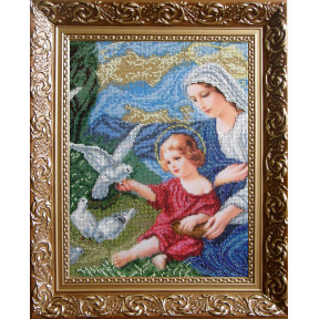 Богородица и голуби Канва с нанесенным рисунком для вышивания бисером Солес БИГм-СХ