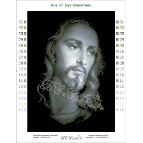 Иисус Спаситель Канва с нанесенным рисунком для вышивания бисером БС Солес  ІС-СХ