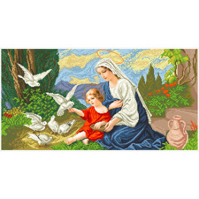 Богородица и голуби (большая) Канва с нанесенным рисунком для вышивания бисером Солес БИГ-В-СХ