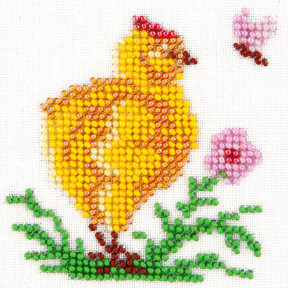 Цыплёнок Набор для для вышивания бисером по ткани с рисунком Louise L-451