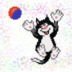 Кіт з м'ячем Флізелін пришивний водорозчинний з малюнком Confetti K-114