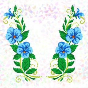 Блакитні квіти (2 фрагменти) Флізелін пришивний водорозчинний з малюнком Confetti K-278