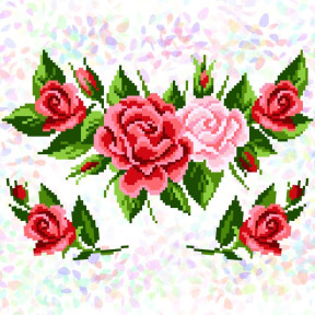 Розовый букет (3 фрагмента) Флизелин пришивной водорастворимый с рисунком Confetti K-294